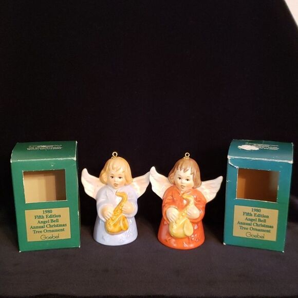 Pair of Vintage Goebel Angel Bell Ornaments 1980 - Picture 7 of 13